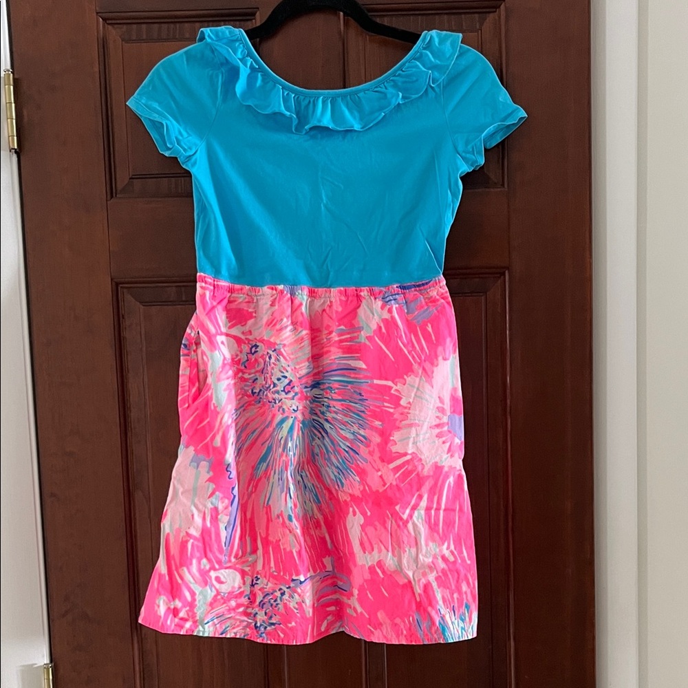 Lilly Pulitzer Blue and Pink Kids Casual Dress XL 12 14